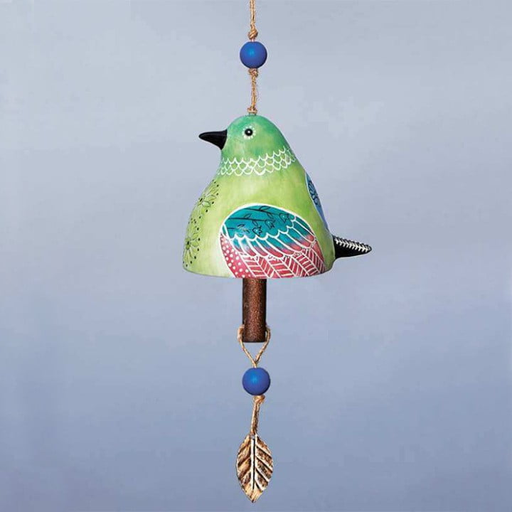 Bird Song Bell Wind Chime, Resin Fashion Hanging Windchimes for Rustic Music Garden Backyard Church Decoration Porch Outside Outdoor Festival Memorial Gift Witness Friendship (Green)
