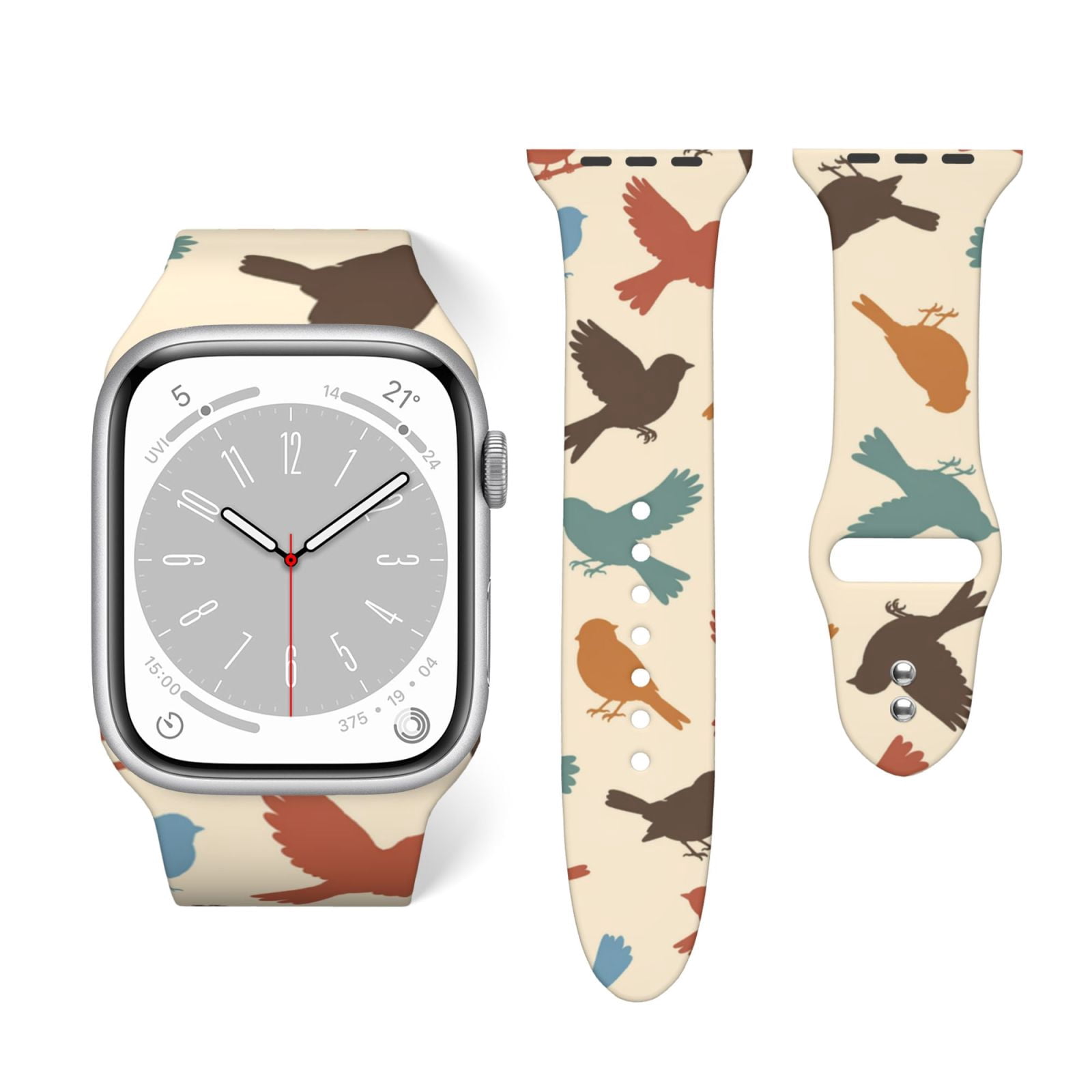 Bird Sparrow Silhouette Pattern Soft Silicone Sport Band 38mm40mm ...