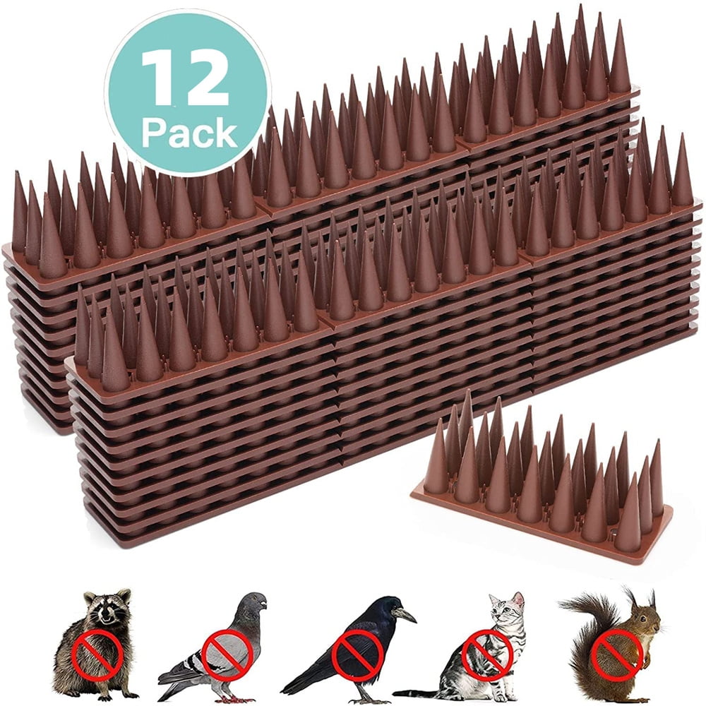 Bird Spikes, 12 Pack Bird Squirrel Raccoon Pigeon Cat Animal Deterrent