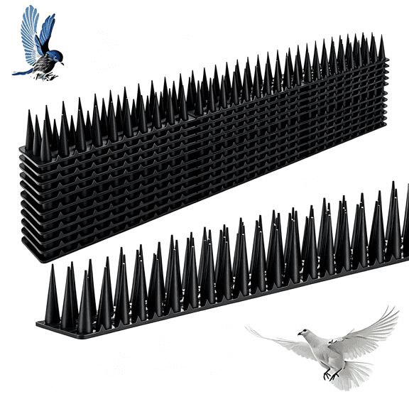 12 Pack Bird Deterrent Spikes, 17FT/5.18M Outdoor Animal Spikes Keep Pigeon Squirrel Cat Away for Roof Fence Window, Black