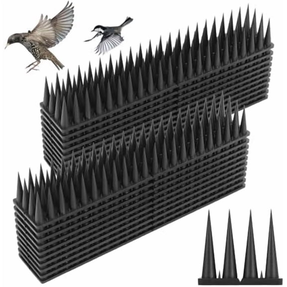 Bird Spikes, 20 Pack Bird Guard Spikes for Squirrel Cat Raccoon and Other Small Animals, Pigeon Spikes for Outdoor Fences and Roofs, Durable Plastic Bird Barrier Strips