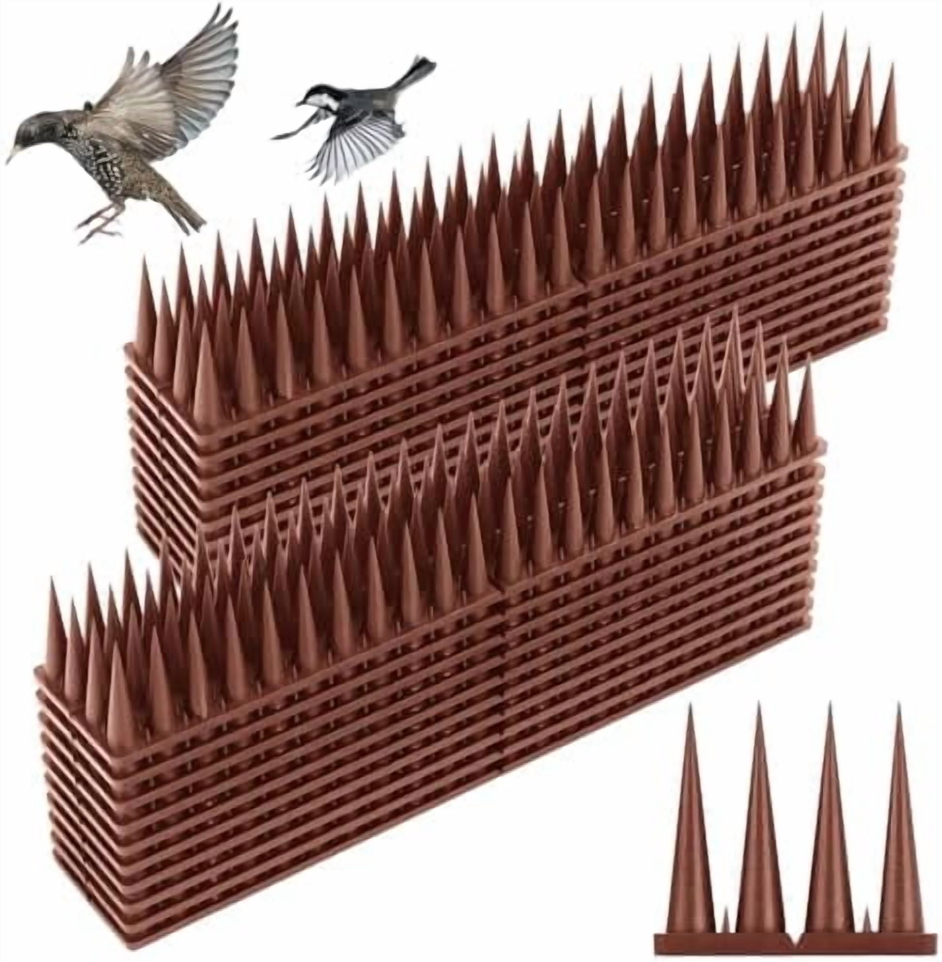 Bird Spikes, 20 Pack Bird Guard Spikes for Squirrel Cat Raccoon and Other Small Animals, Pigeon Spikes for Outdoor Fences and Roofs, Durable Plastic Bird Barrier Strips