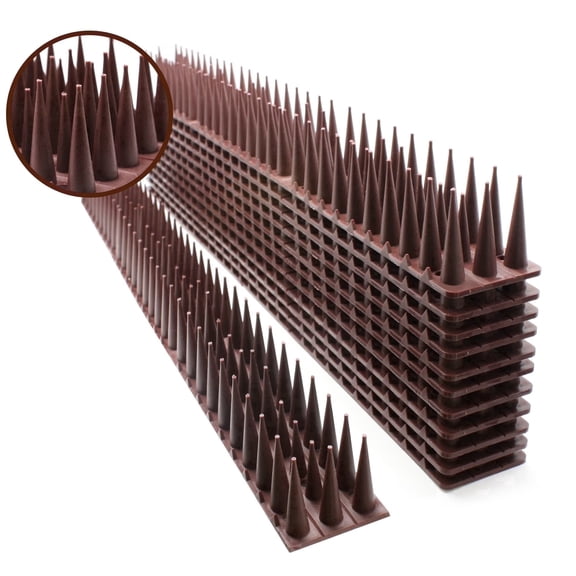 12pack Plastic Spikes for Garden, Outdoor Wall, Plastic Garden Stakes - Brown