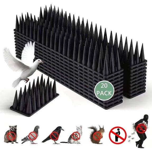 Bird Spikes for Outside, 20 Pack Bird Squirrel Raccoon Pigeon Cat Animal Deterrent Spikes for Bird Spikes for Anti Bird Defender Spikes Outdoor to Keep Birds Away and Keep Birds(5.7M/18.7feet)