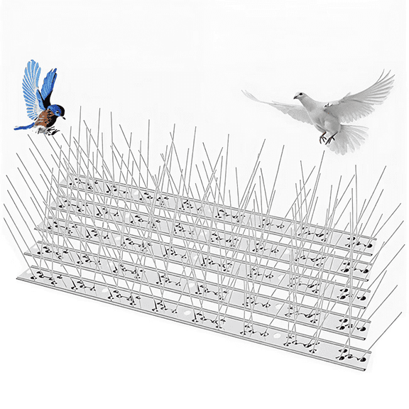 Bird Spikes Stainless Steel, 10-Pack Bird Deterrents for Outside, 20 Spike Sets and 40 Pins, Outdoor Bird Repellent