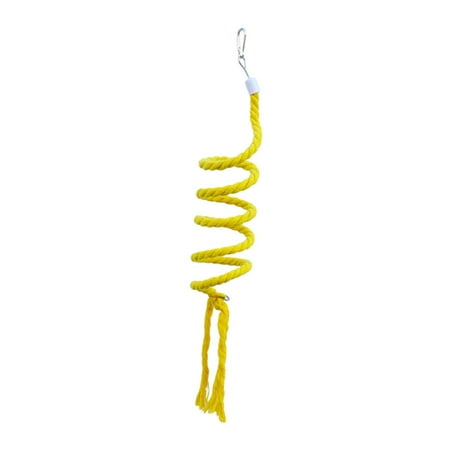 Bird Spiral Rope Perch, Parrot Spiral Swing Perch Training, Birdcage Swing Toy, Cage Standing Perch Parrot Climbing Rope for Finches Cockatiels Yellow 1.5m