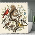 thumbnail image 1 of Bird Squirrel Print Shower Curtain,Modern Fabric Waterproof Shower Curtain Set with Hooks 70.8×70.8Inch (180×180cm), 1 of 5