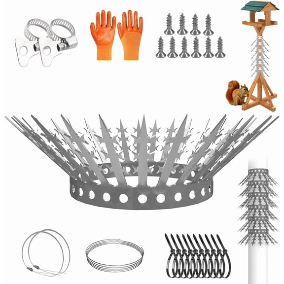 Bird Squirrel Spikes and Squirrel Proof Baffle,for Bird Feeders and Pole,Outside Fence,Wall,Tree,Drainpipes,Deterrent Effective Against Pigeons,Raccoons,Mice and Cats,40 inches