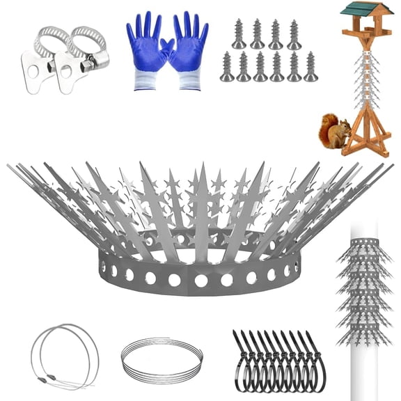 Bird Squirrel Spikes and Squirrel Proof Baffle,for Bird Feeders and Pole,Outside Fence,Wall,Tree,Drainpipes,Deterrent Effective Against Pigeons,Raccoons,Mice and Cats,40 inches