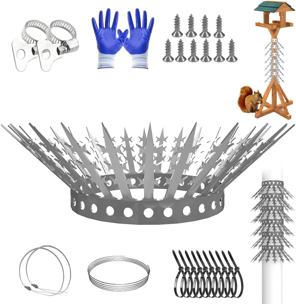 Bird Squirrel Spikes and Proof Baffle,for Feeders Pole,Outside Fence,Wall,Tree,Drainpipes,Deterrent Effective Against Pigeons,Raccoons,Mice Cats.80 inches