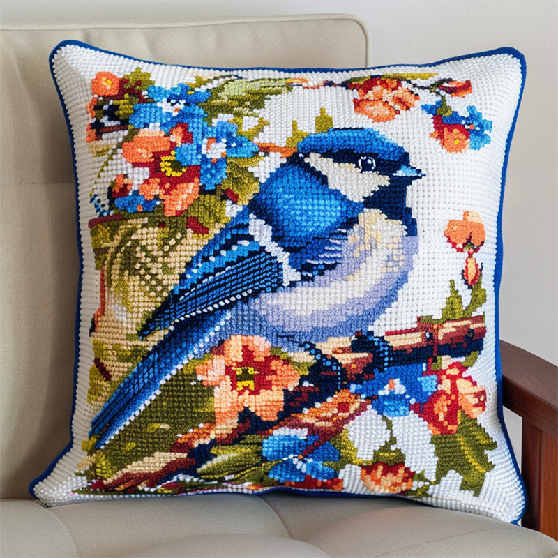 Bird Stamped Cross Stitch Pillow Case Kits , 17.72" x 17.72" , Cross Stitch Kits Stamped (11 Count)