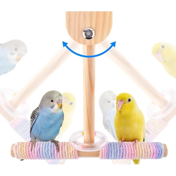 Bird Stand Perch Toy, Wooden Exercise Shake Standing Pole Training Swing for Budgies Cockatiel Conure Quaker Lovebird Hanging Cage Accessories