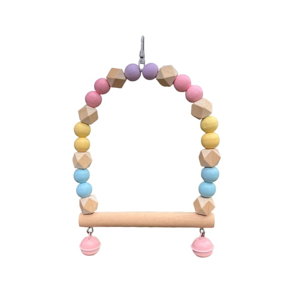 Bird Standing Stick & Claw Sharpening Set,Frosted Wood Perch & Natural Wooden Swing for Parrots & Small Birds,Interactive Colorful Swing Perch for Bird Play