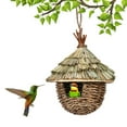 thumbnail image 1 of Bird Straw House - Handwoven Bird House Grass Breeding Cage with Climbing Ladder Outdoor Hanging Birdhouse for Small Birds Parakeets Finches, 1 of 6