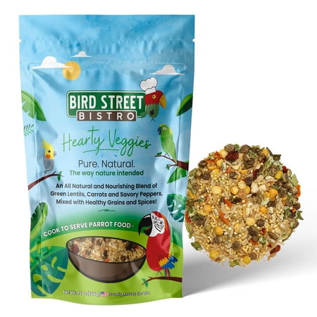 Bird Street Bistro 20oz Hearty Veggies Parrot Food Cooks in 3-15 Min Natural Grains