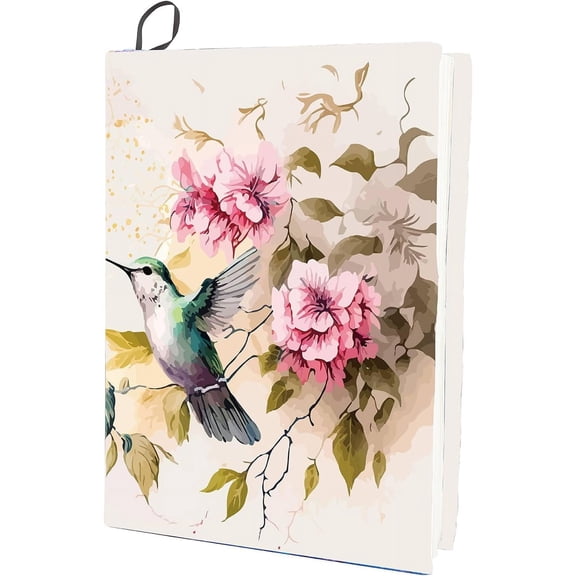 Bird Stretchable Book Cover Hummingbird Animal Flower Washable Reusable Large Nylon Book Protector 9.4x15.7 Inch Elastic Notebook Wraps Suitable for Most Hardcover Books Office DIY