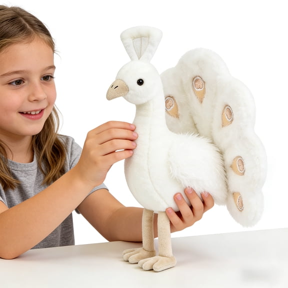 Bird Stuffed Animal, Peacock Feather, Plush Stuffed Animals, Neutral Bedroom Decor, 12 In Standing, Shelf Decorations, Trinkets For Shelf Decor, Birthday Stuffed Animal, 1 Pc