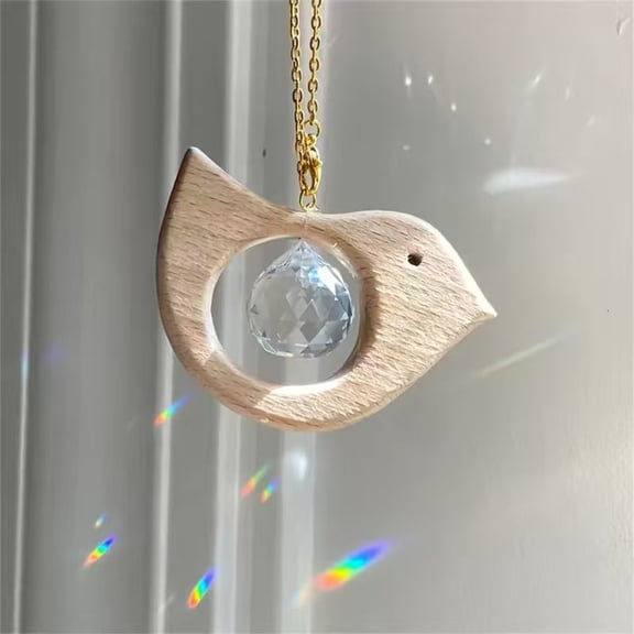 Bird Sun Catcher with Glass Prism - Handmade Stained Glass Window Decor that Casts Rainbow Reflections, Gift for Home & Garden
