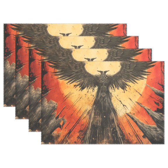 Bird Sun Wings 12×18 inch Placemats Heat Resistant Washable Foldable Rectangular Placemats Set Decoration Indoor Outdoor for Kitchen Dining Table 4PCs