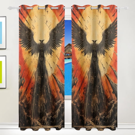 Bird Sun Wings Black Out Curtains 84 Inch Length for Bedroom Living Room Windows 2 Panels Set