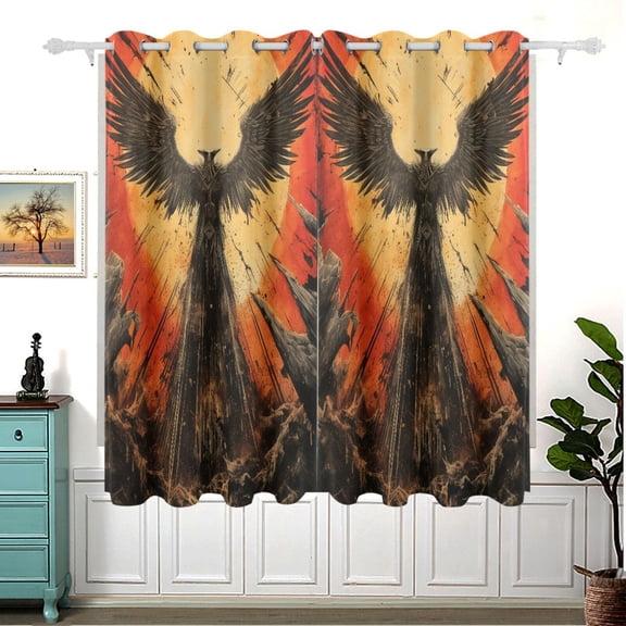 Bird Sun Wings Blackout Curtain Panels 63x55in Drapes Privacy Assured for Living room Bedroom Bathroom 2 panels set