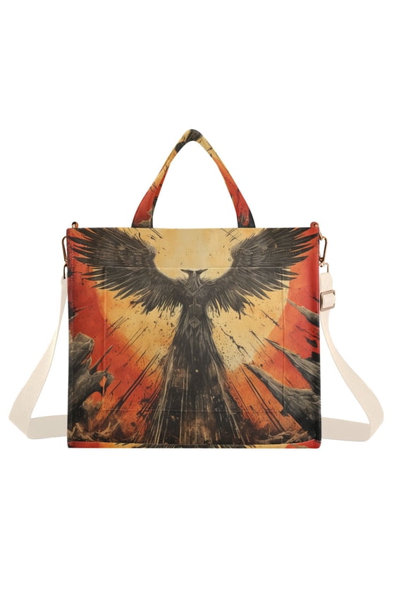 Bird Sun Wings Corduroy Tote Bag Handbag Large Messenger Bag Shoulder Crossbody Zipper Bag Purse