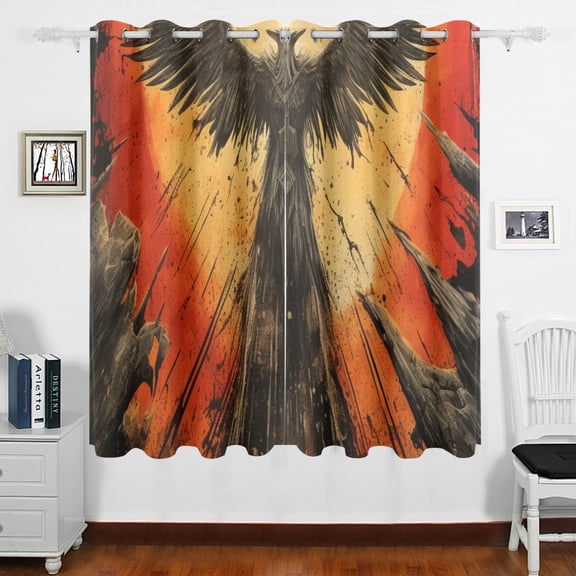 Bird Sun Wings Curtains Black Out 63 Inch Length Curtains for Sliding Glass Doors Bedroom Living Room 2 Panels Set