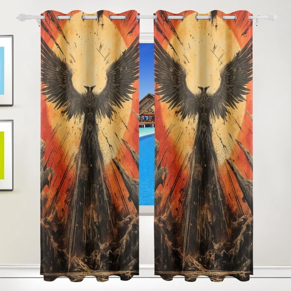 Bird Sun Wings Curtains Black Out 72 Inch Length Curtains for Sliding Glass Doors Bedroom Living Room 2 Pack