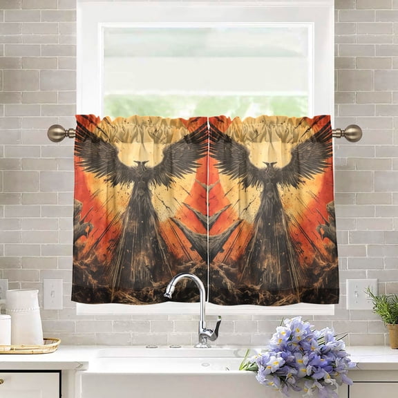 Bird Sun Wings Kitchen Curtains Half Tier Curtain 2 Rod Pockets Bathroom Bedroom Cupborad Living Room 27"x36"