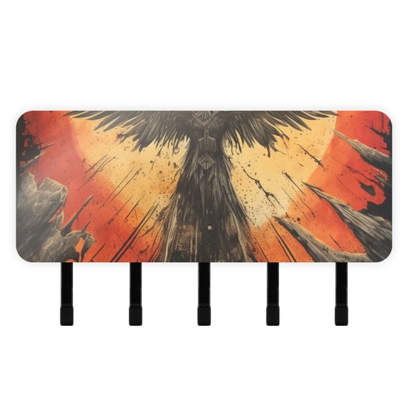 Bird Sun Wings Mail Holder Organizer Wall Mount with Shelf Key Holder Key Rack with 5 Key Hooks for Wall Decorative