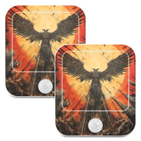 Bird Sun Wings Night Lights Plug into Wall LED with Auto Light Sensor Warm Light for Kids Hallway Bedroom Living Room Kitchen Bathroom Set of 2