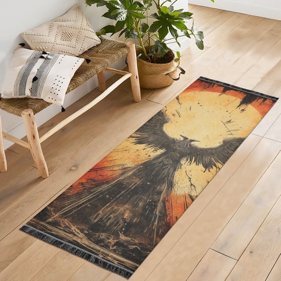 Bird Sun Wings Runner Rug Machine Washable Area Rugs Carpet Non Slip Entryway Mat for Bedroom Entryway Front Door