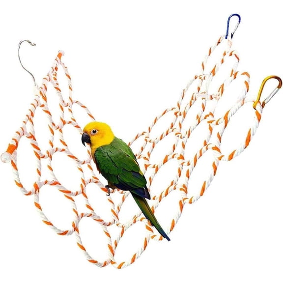 Bird Swing Climbing Rope Net Toys Parakeet Hemp Rope Perch Swing Ladder Bridge Hanging Hammock Small Animal Activity Toy for Parrot Lovebirds Hamster Mice Rat Ferret (Random Color)(2 Pcs)