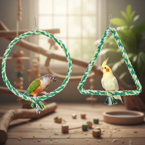 Bird Swing Rope Perch Climbing Stand for Parakeets Budgies Cockatiel Conure Quaker Caique