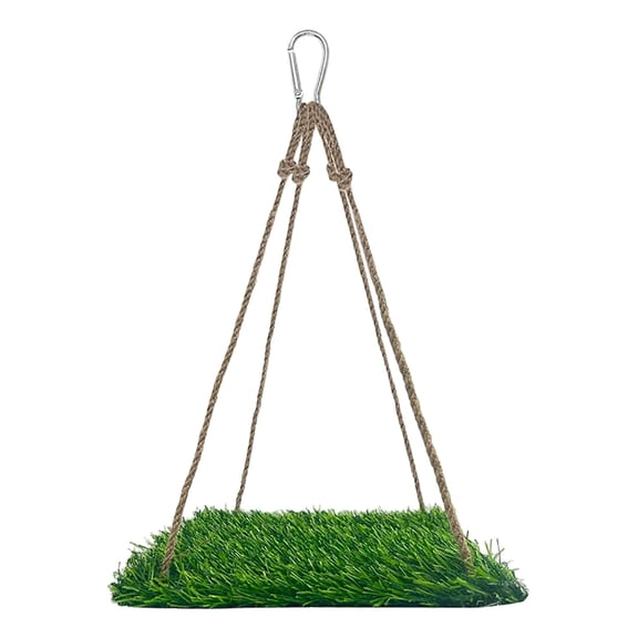 Bird Swing Toy, Bird Grass Mat Hammock Swing with Hooks, Parrot Climbing Foraging Toy for Small to Medium, Bird Foraging Mat Toys Grass Hammock Swing Toy with Hooks