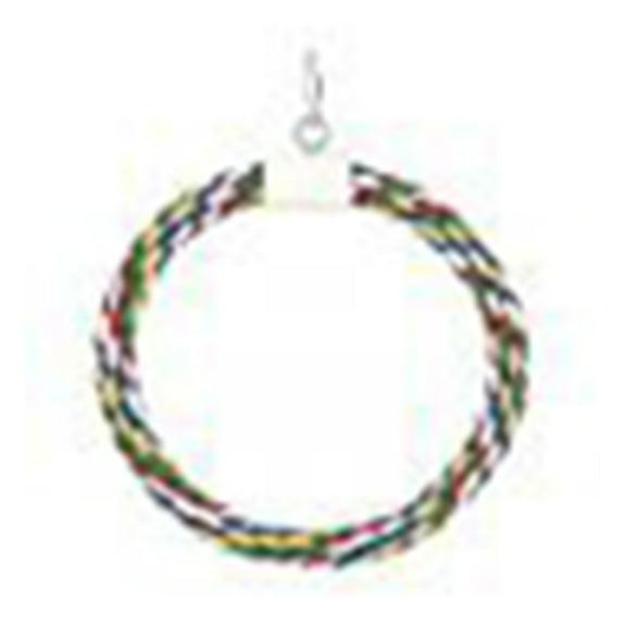 Bird Swing Toy, Bite Resistance Hanging Cotton Rope Circle Ring Stand Swing Chew Play Toy Cage Accessary for Parakeets Conures Macaws Parrots Love Birds Finches