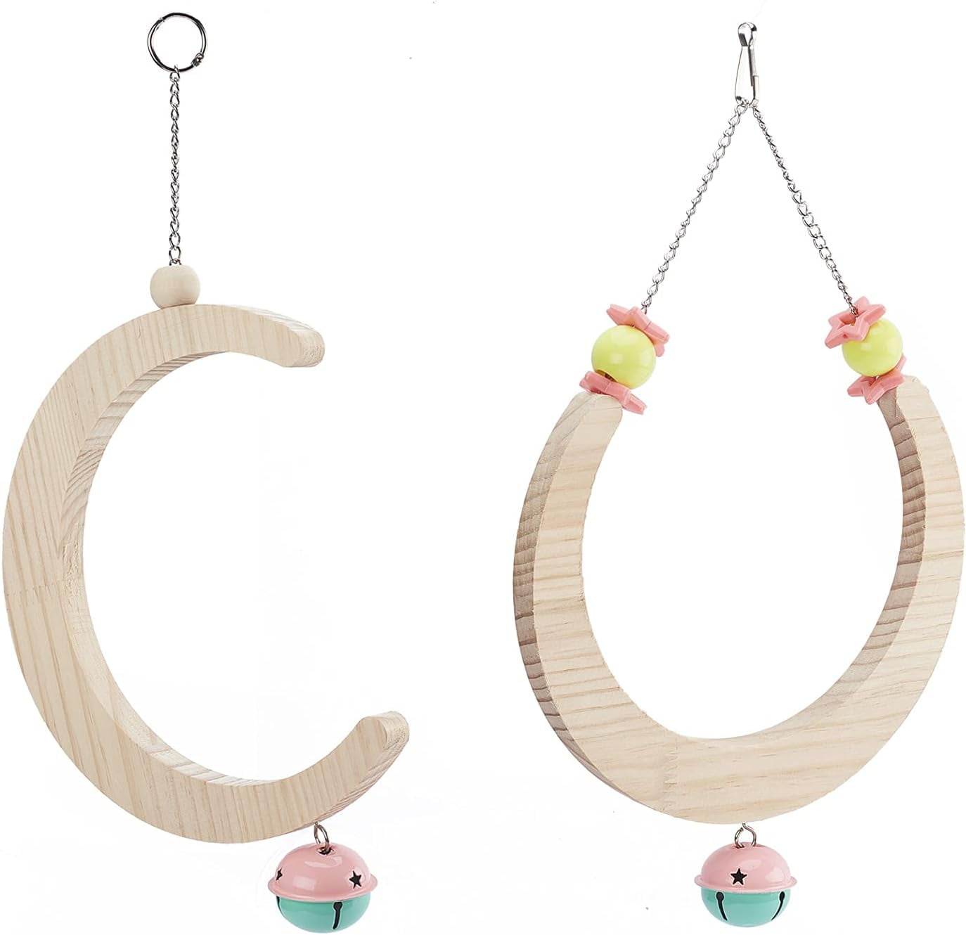 Photo inspiration: Fresh Look at Bird Swing Wooden Bird Perch With Bells 13 28 Moon