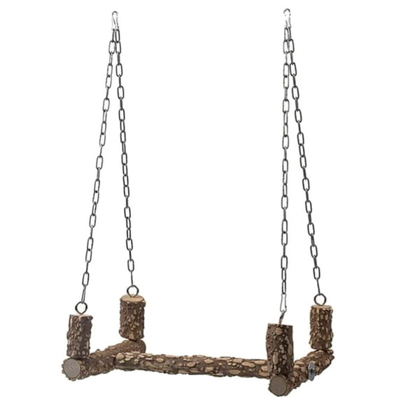 Bird Swing for Cage Parrot Perch Natural Wood Stand Chew Toy for Large Birds