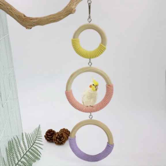 Bird Swing for Cage and Rope Parrot Toy - Hanging Bird Rope Glider for Lovebirds and Parrots in Indoor Outdoor Cages