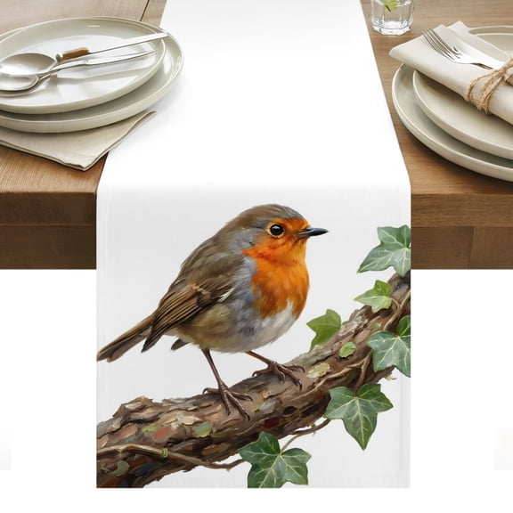 Bird Table Runner Ivy Branch Animal Green Botanical Leaf Tablerunners 13 x 70 Inch, Table Decorations Tabletop Scarf for Summer Gathering Holiday Farmhouse Kitchen Dining Decor