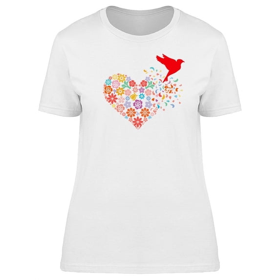 Bird Taking Off From Heart T-Shirt Women -Image by Shutterstock, Female XX-Large