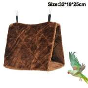 Bird Tent Plush Hammock Warm Hut Hanging Nest for Cage Snuggle Sleeping Bed Parrot Hideaway Cave,BrownL