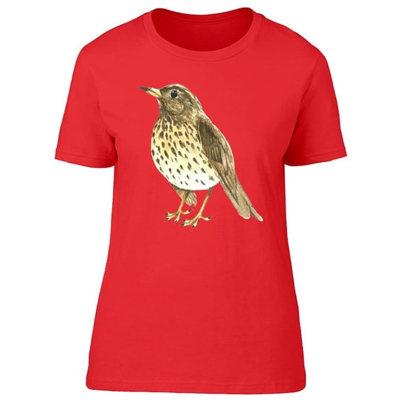 Bird Thrush Watercolor T-Shirt Women -Image by Shutterstock, Female x-Large
