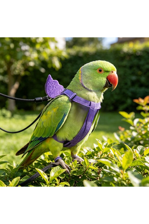 Bird Ties Leash for Parrots Escape Proof Outdoor Flying Vest, Adjustable Polyester Bird Walking Jacket for Cockatiel, 14.57" x 78.74", KTFgvq