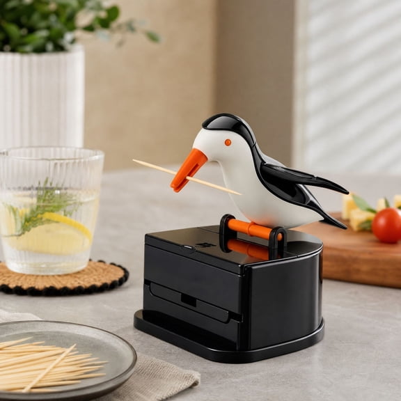 Bird Toothpick Holder Dispenser,Smart Push Bird Toothpick Dispenser,Easy to Take out Automatic Tooth Picks Holder for Restaurants, Cafeteria and Home