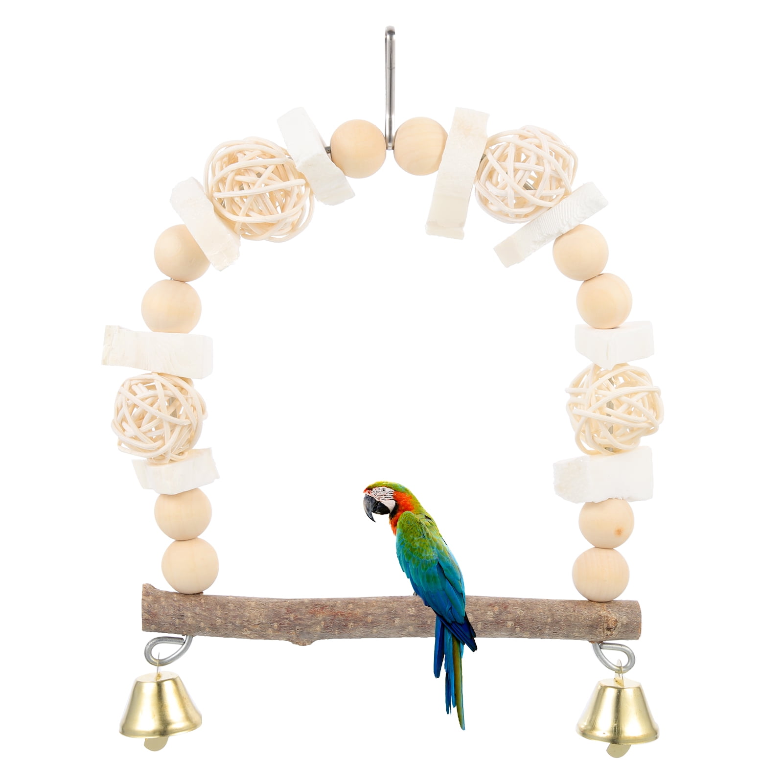 Bird Toy Bird Swing Hanging Swing Stand Parrot Swing Cage Perch Wooden