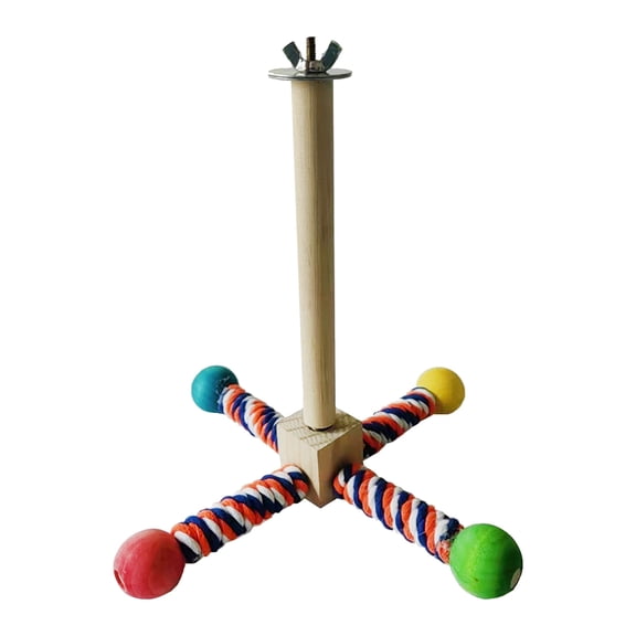 Bird Toy, Parrot 360° Interactive Rotating Toy With 4 Bearing Perches, Wooden Stand For Small & Medium Parrots, Cage Accessories For Exercise, Chewing, And Bonding