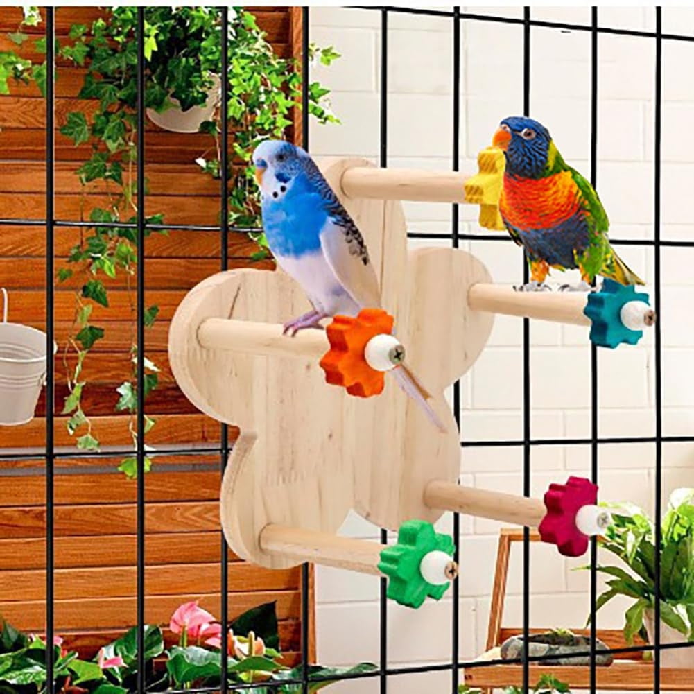 Bird Toy Rotating Toy With Bearings Wooden Parrots Ferris Wheel Toy ...
