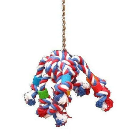 Bird Toy w Cotton Rope & Colored Beads For Small Birds