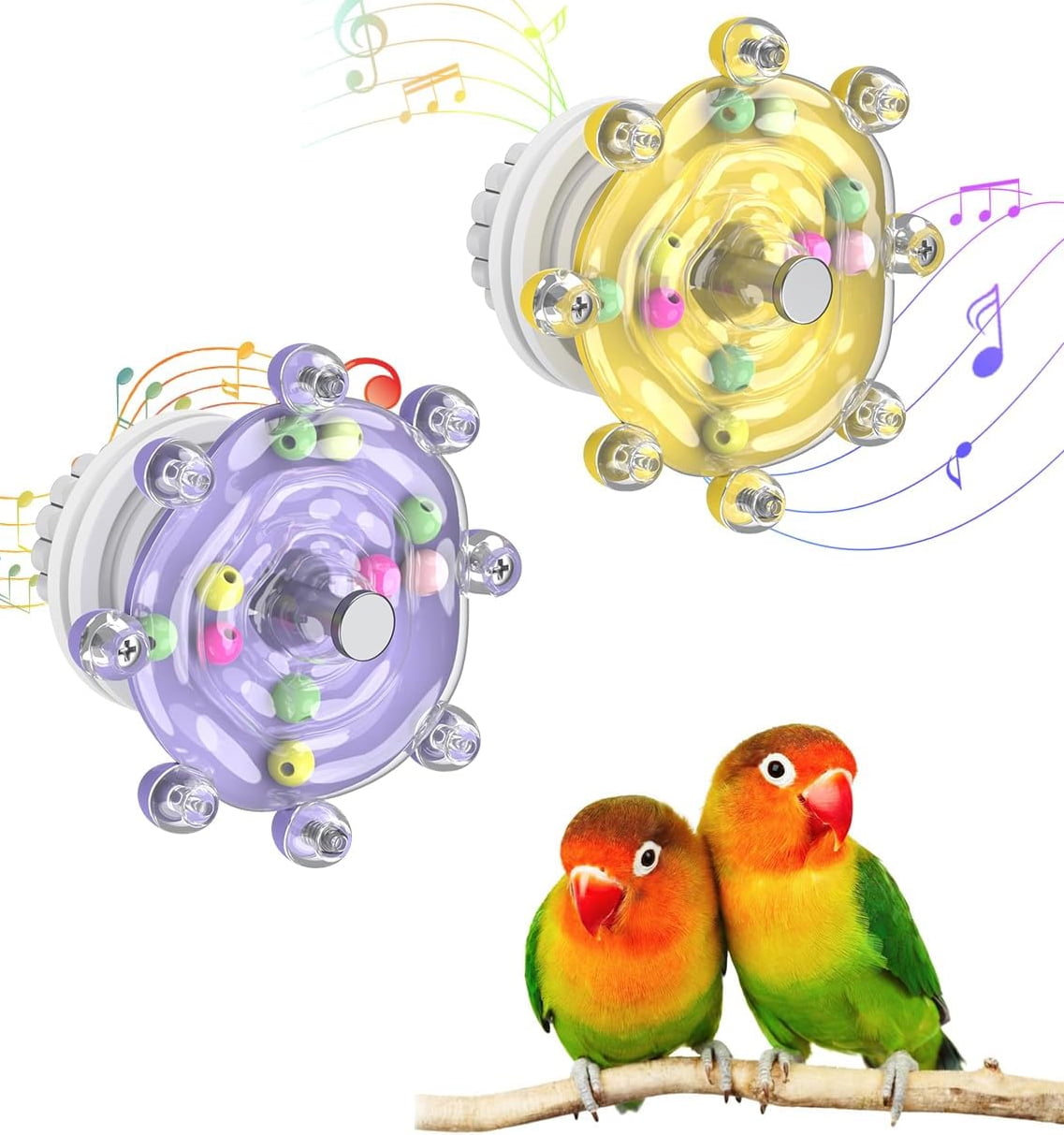 Bird Toys, Colorful Spinning Wheel Chew Toys, Interactive Spinner Rattle Parrot Toys, Cockatiel Toys, Parakeet Toys, Bird Cage Accessories for Entertainment Chewing Exercise
